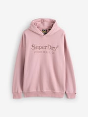 Superdry Brown Venue Metallic Relaxed 100% Cotton Hoodie - Image 4 of 5