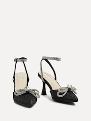 Preto - Linzi Beatrice Double Bow Embellished Mid Height Court Heels - Imagem 3 de 5