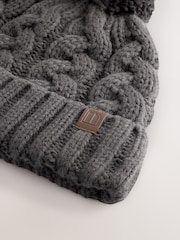 Grey Cable Knit Pom Hat (1-16yrs) - Image 2 of 3