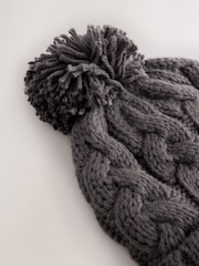 Grey Cable Knit Pom Hat (1-16yrs) - Image 3 of 3