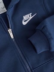 Nike Navy Little Kids Club Fleece Zip Through Hoodie - Image 7 of 8