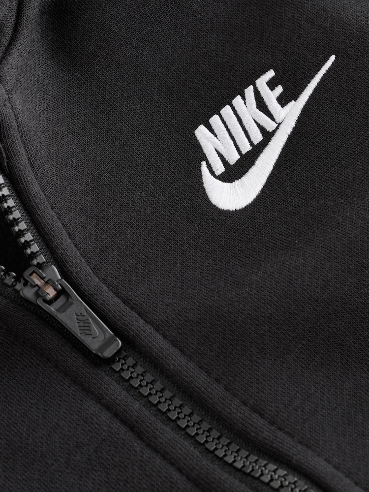 Nike Black Little Kids Club Fleece Zip Through Hoodie - Image 6 of 6 Nike Black Little Kids Club Fleece Zip Through Hoodie - Image 6 of 6