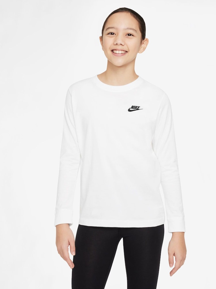 Nike White Sportswear Long Sleeve T-Shirt - Image 1 of 6