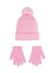 Nike Pink Swoosh Pom Beanie and Gloves Set - Image 8 of 9
