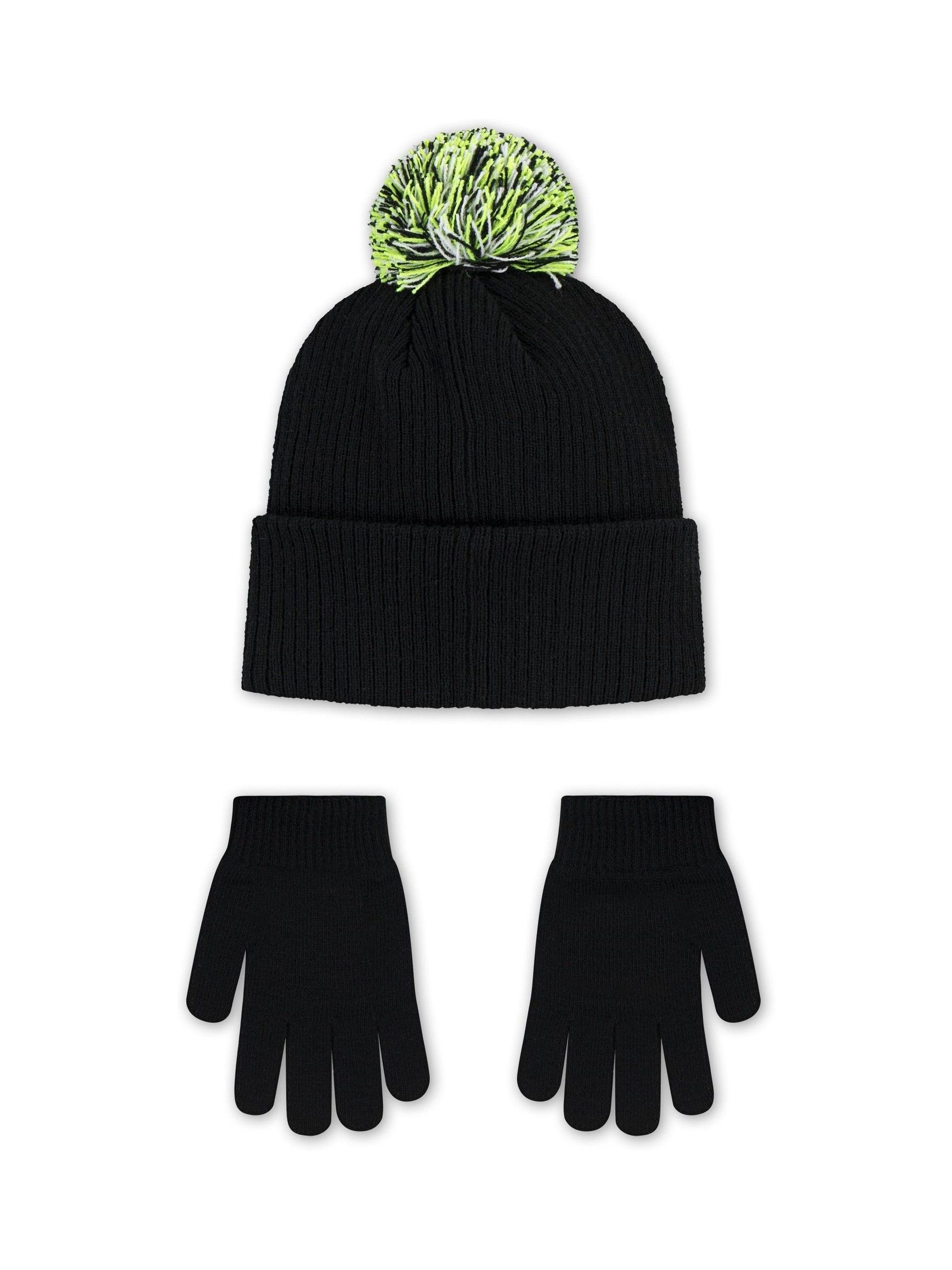 Buy Nike Black Club Chenille Beanie Hat and Gloves Set from Next