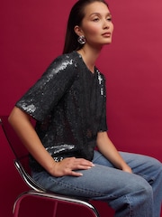 Pewter Sequin T-Shirt - Image 1 of 7