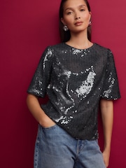 Pewter Sequin T-Shirt - Image 3 of 7