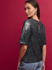 Pewter Sequin T-Shirt - Image 4 of 7