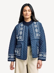 Weekend MaxMara Blue Jader Embroidery Quilted Jacket - Image 1 of 4