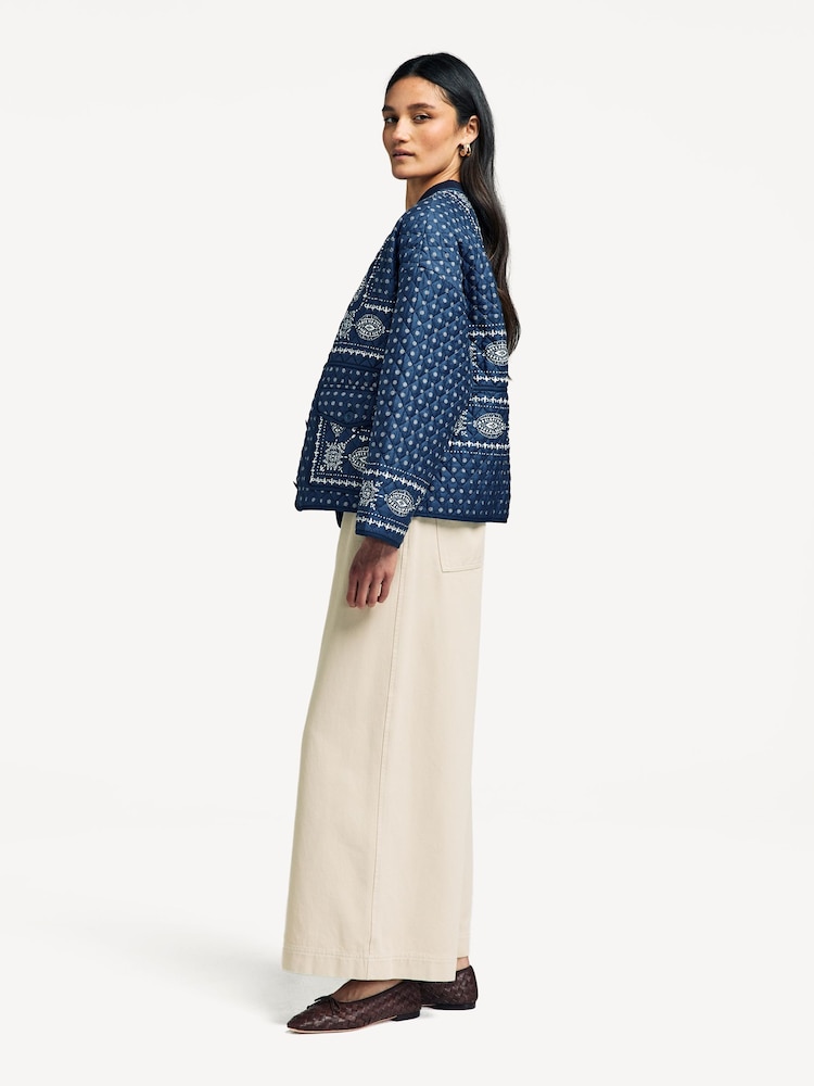 Weekend MaxMara Blue Jader Embroidery Quilted Jacket - Image 4 of 4
