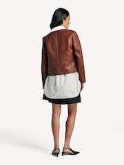 Weekend MaxMara Brown Otto Leather Jacket - Image 4 of 5