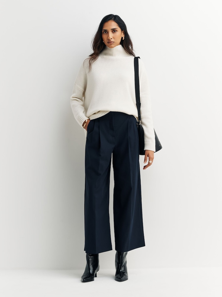 Weekend MaxMara Blue Vettura Wide Leg Pleated Trousers - Image 1 of 6