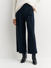 Weekend MaxMara Blue Vettura Wide Leg Pleated Trousers - Image 2 of 6