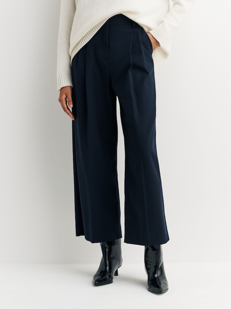 Weekend MaxMara Blue Vettura Wide Leg Pleated Trousers - Image 2 of 6
