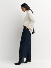 Weekend MaxMara Blue Vettura Wide Leg Pleated Trousers - Image 3 of 6