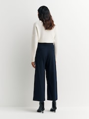 Weekend MaxMara Blue Vettura Wide Leg Pleated Trousers - Image 4 of 6