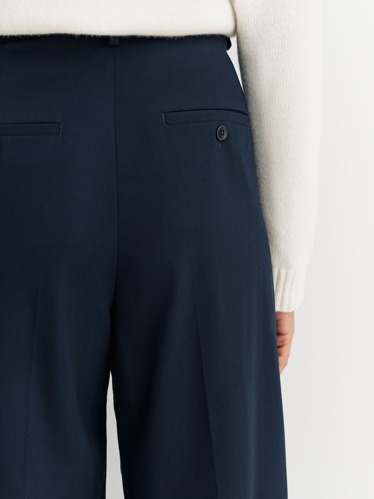 Weekend MaxMara Blue Vettura Wide Leg Pleated Trousers - Image 6 of 6