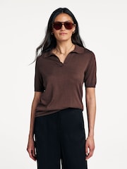 Weekend MaxMara Brown Roncolo Polo Shirt - Image 1 of 5
