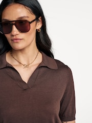 Weekend MaxMara Brown Roncolo Polo Shirt - Image 5 of 5