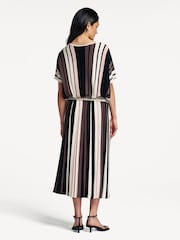 Weekend MaxMara Black Pleiadi Striped Pleated Midi Skirt - Image 3 of 6