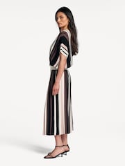 Weekend MaxMara Black Pleiadi Striped Pleated Midi Skirt - Image 5 of 6