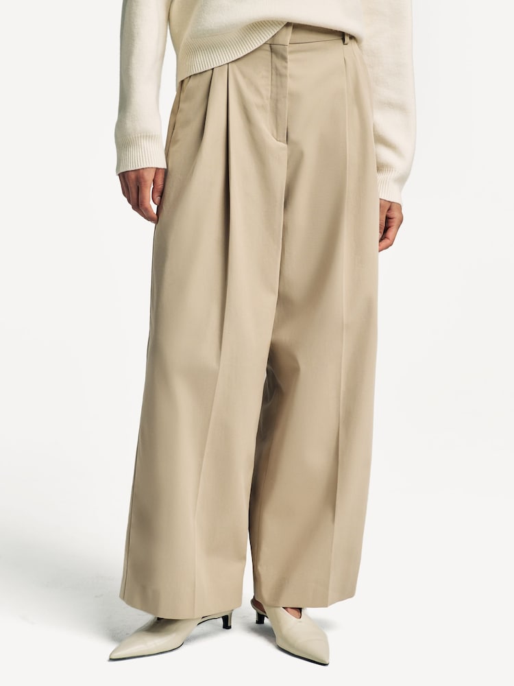 Weekend MaxMara Brown Vettura Wide Leg Pleated Trousers - Image 1 of 6