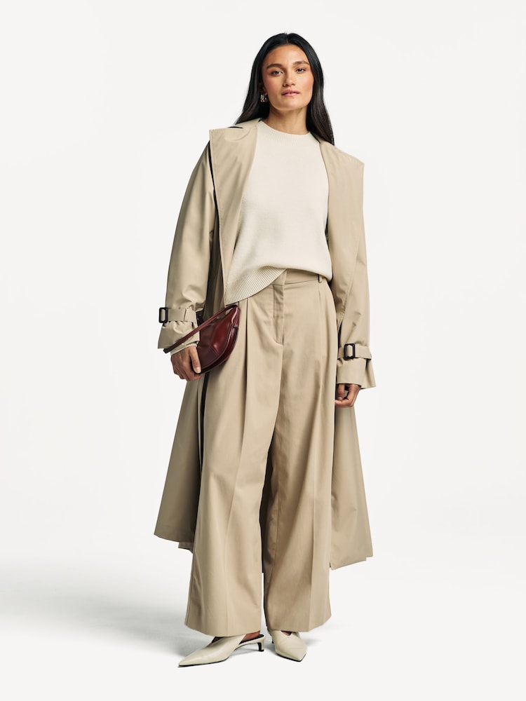Weekend MaxMara Brown Vettura Wide Leg Pleated Trousers - Image 2 of 6