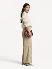 Weekend MaxMara Brown Vettura Wide Leg Pleated Trousers - Image 4 of 6