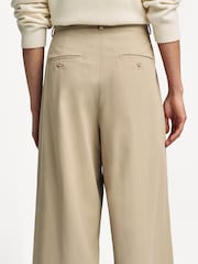 Weekend MaxMara Brown Vettura Wide Leg Pleated Trousers - Image 5 of 6