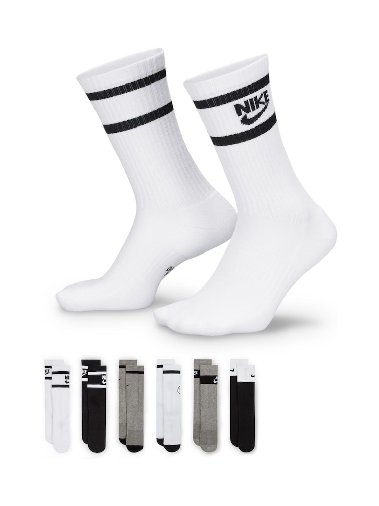 Nike Black/Grey Kids Cushioned Crew Socks 6 Pack - Image 1 of 4