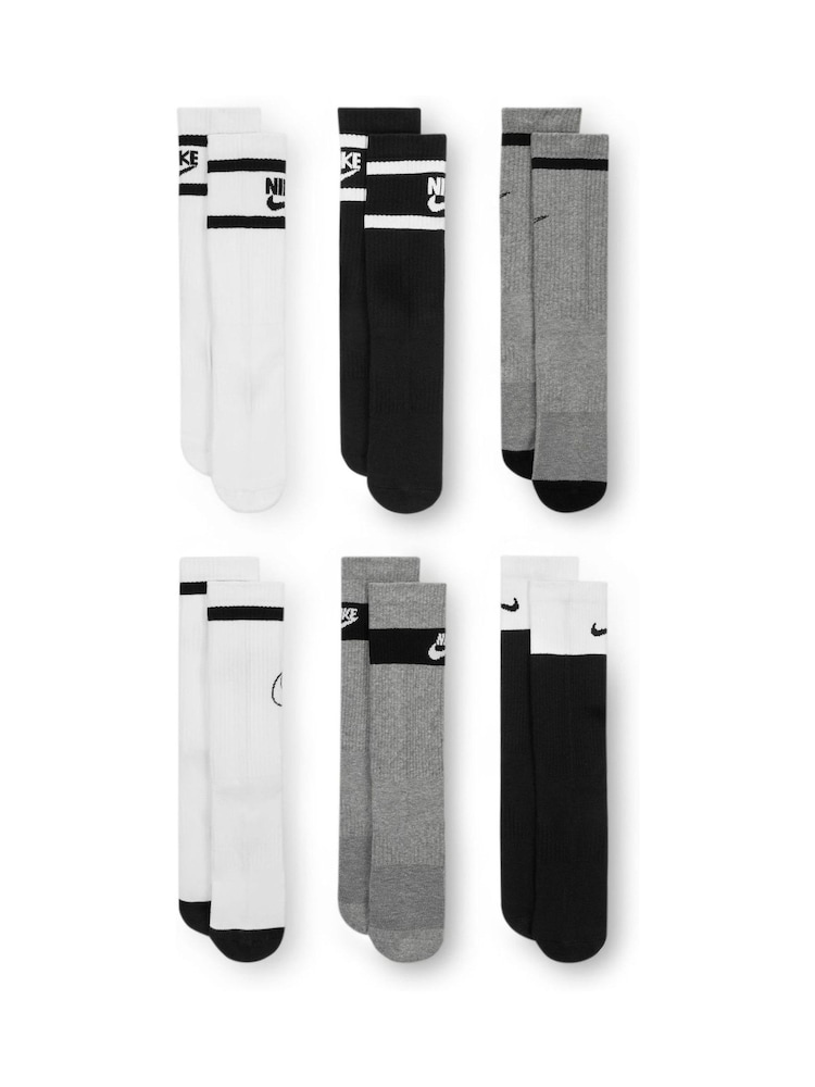 Nike Black/Grey Kids Cushioned Crew Socks 6 Pack - Image 2 of 4