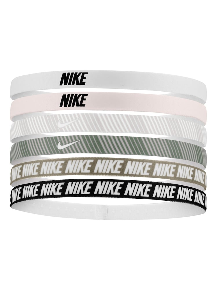 Nike White/Green Printed Flex Classic Headbands 6 Pack - Image 1 of 1