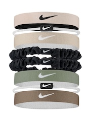 Nike Khaki/Grey Flex Classic Mixed Hair Ties 8 Pack - Image 1 of 1
