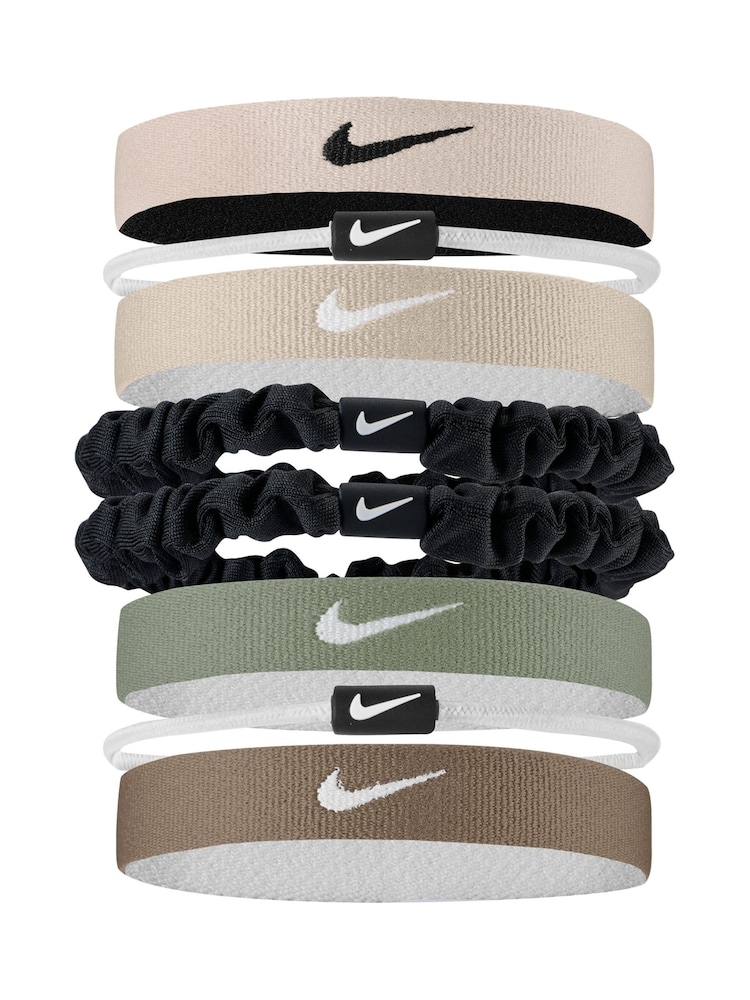 Nike Khaki/Grey Flex Classic Mixed Hair Ties 8 Pack - Image 1 of 1