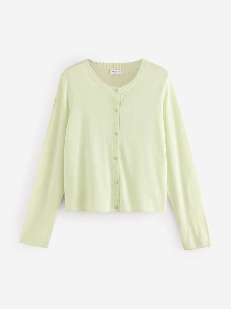 Mint Green Linen Blend Cardigan - Image 1 of 1