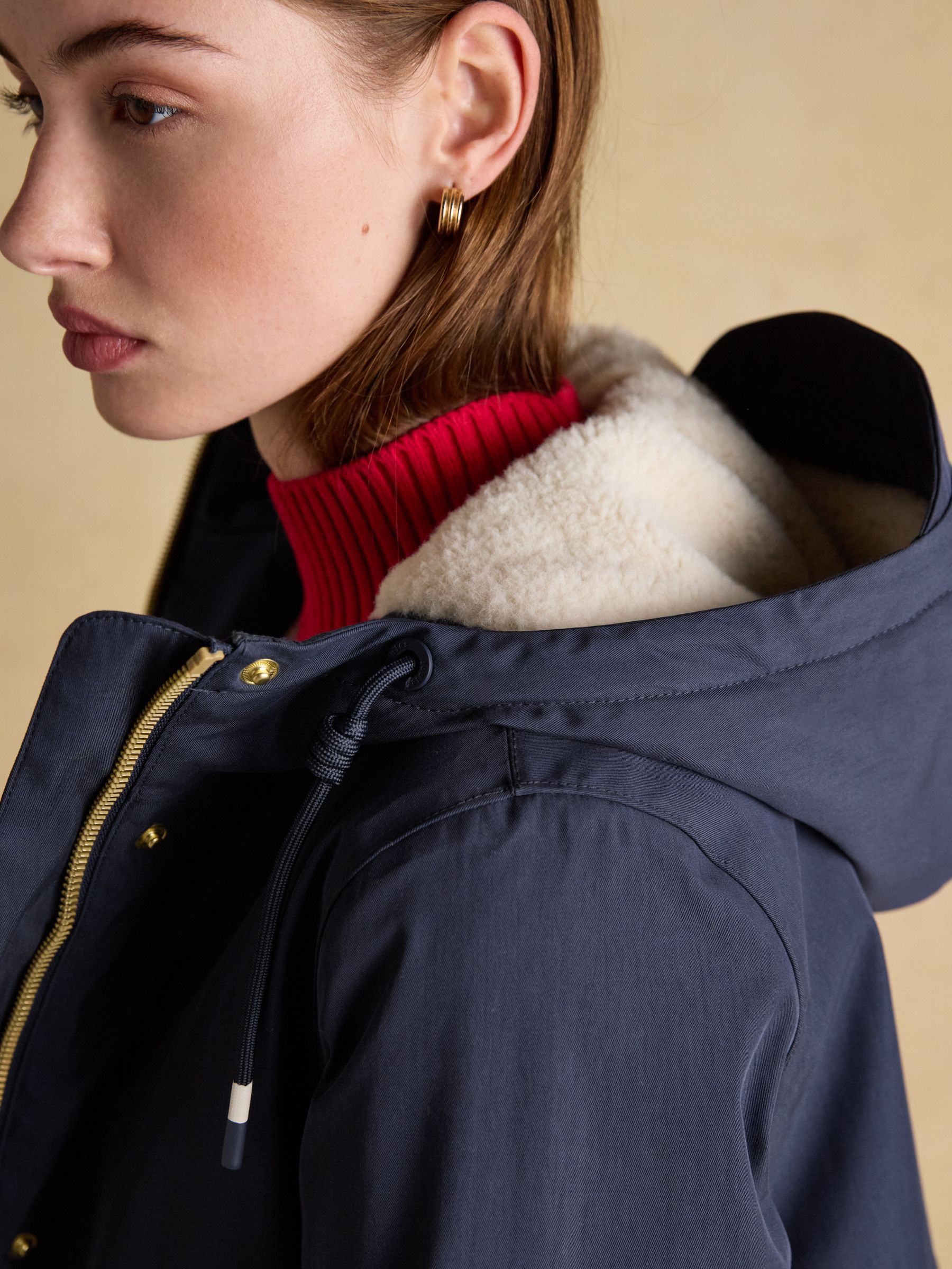 Buy Joules Portwell Cosy Navy Fleece Lined Waterproof Raincoat