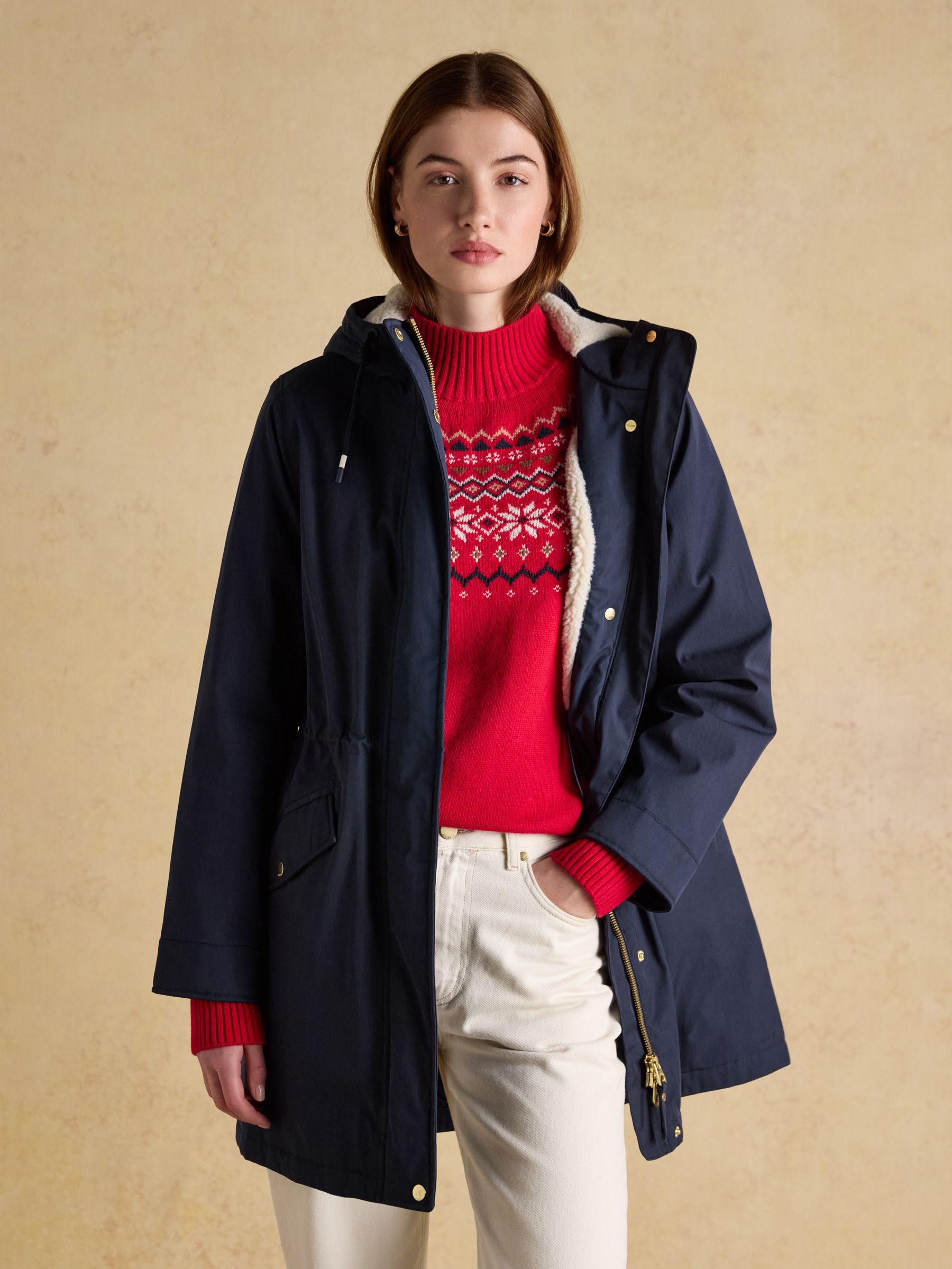 Buy Joules Portwell Cosy Navy Fleece Lined Waterproof Raincoat