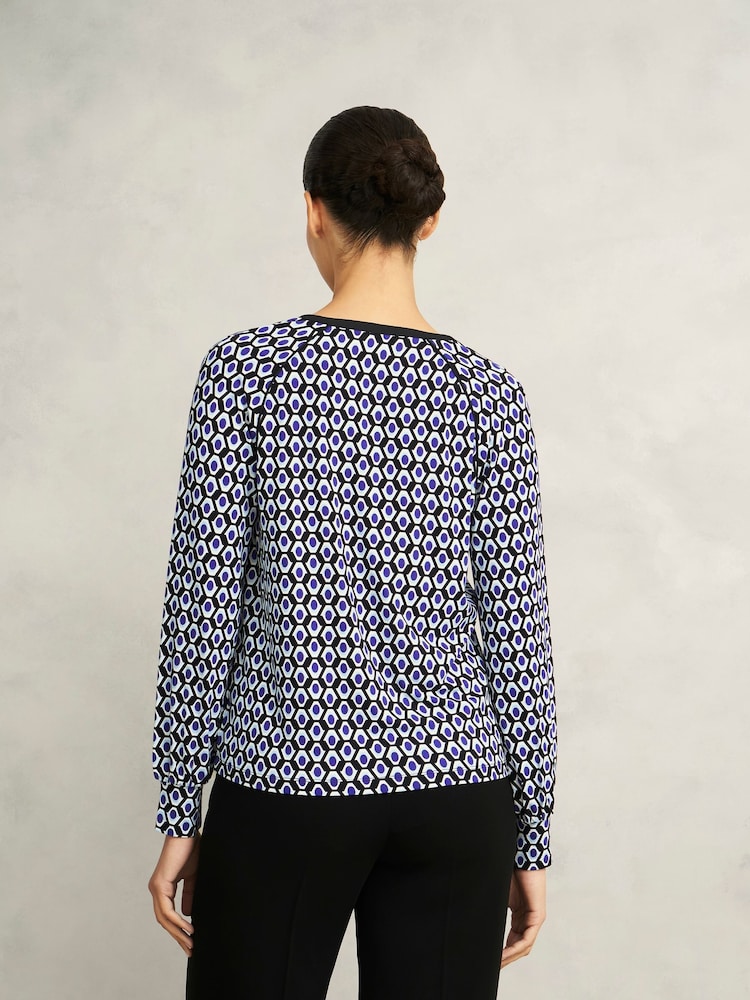 Hobbs Blue Zelia Printed Top - Image 2 of 3