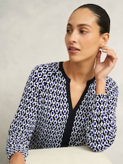 Hobbs Blue Zelia Printed Top - Image 3 of 3