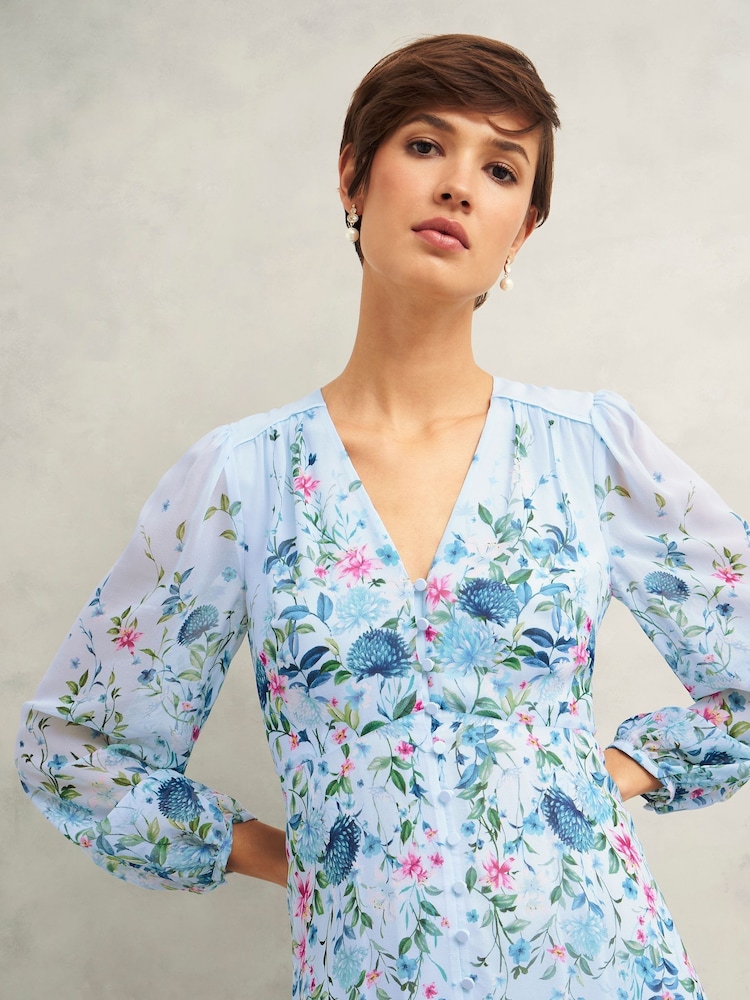 Hobbs Blue Petite Caversham Dress - Image 2 of 4