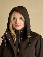 Joules Warmwell Brown Waterproof Fleece Lined Raincoat with Hood - Image 10 of 11