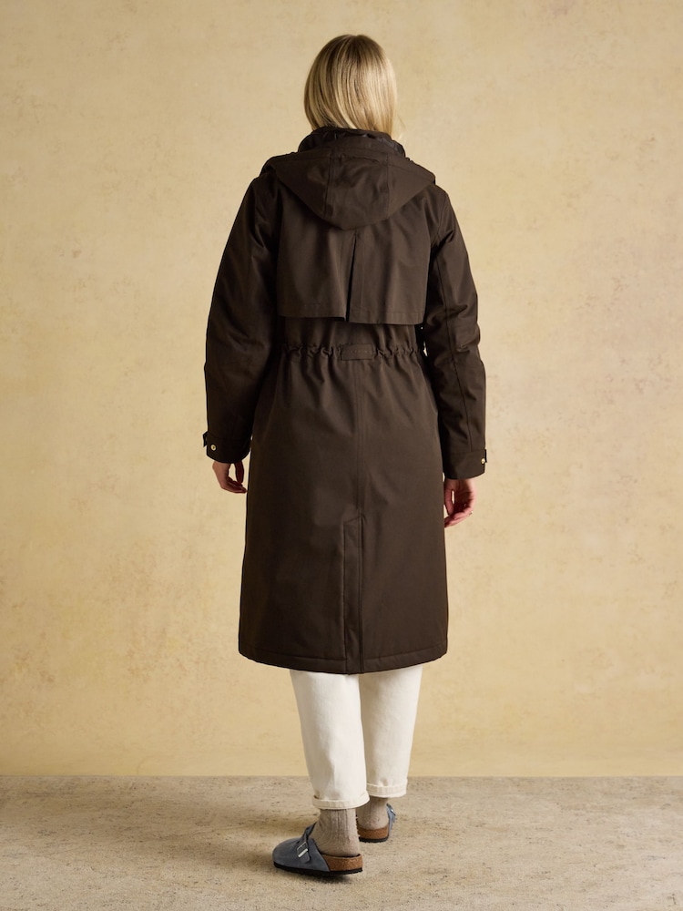 Joules Warmwell Brown Waterproof Fleece Lined Raincoat with Hood - Image 2 of 11