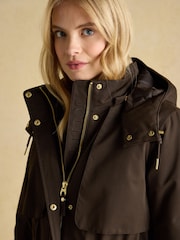 Joules Warmwell Brown Waterproof Fleece Lined Raincoat with Hood - Image 4 of 11
