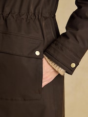 Joules Warmwell Brown Waterproof Fleece Lined Raincoat with Hood - Image 5 of 11