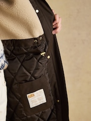 Joules Warmwell Brown Waterproof Fleece Lined Raincoat with Hood - Image 8 of 11