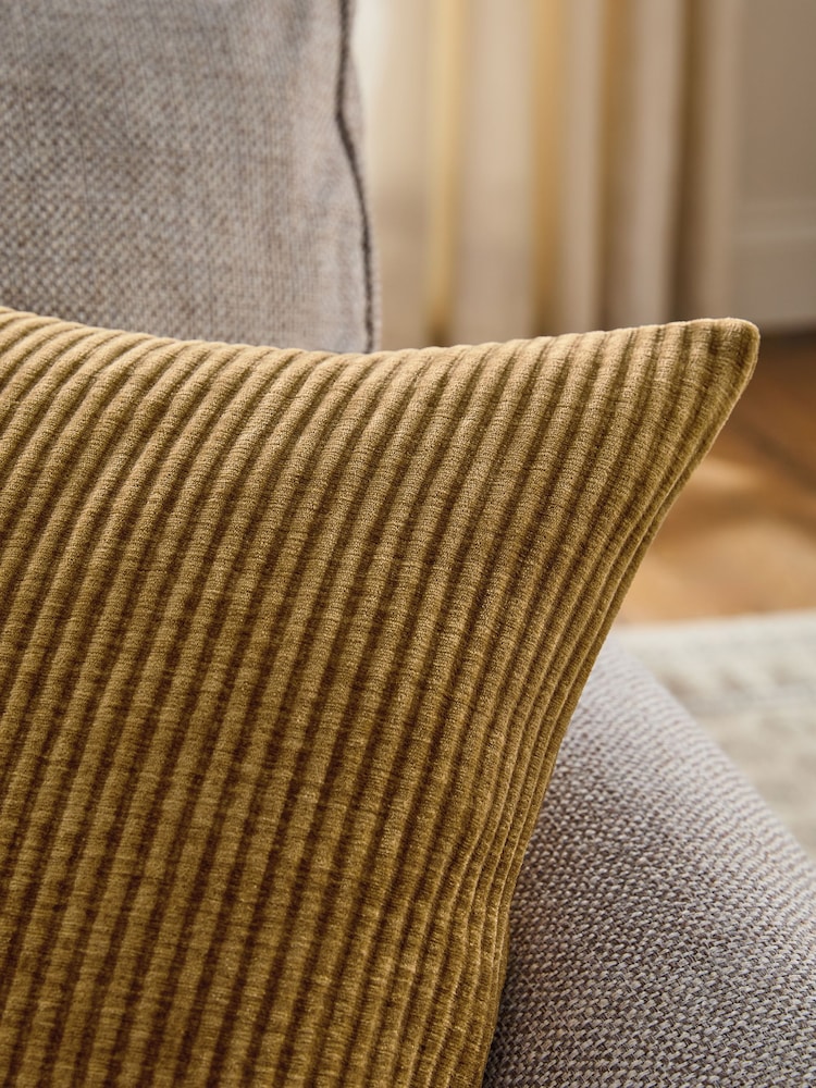 Ochre Yellow 59 x 59cm Corded Chenille Cushion - Image 2 of 5
