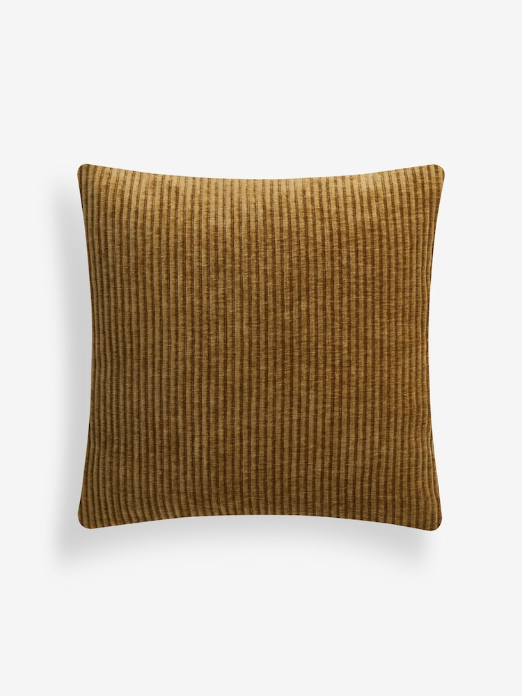 Ochre Yellow 59 x 59cm Corded Chenille Cushion - Image 3 of 5