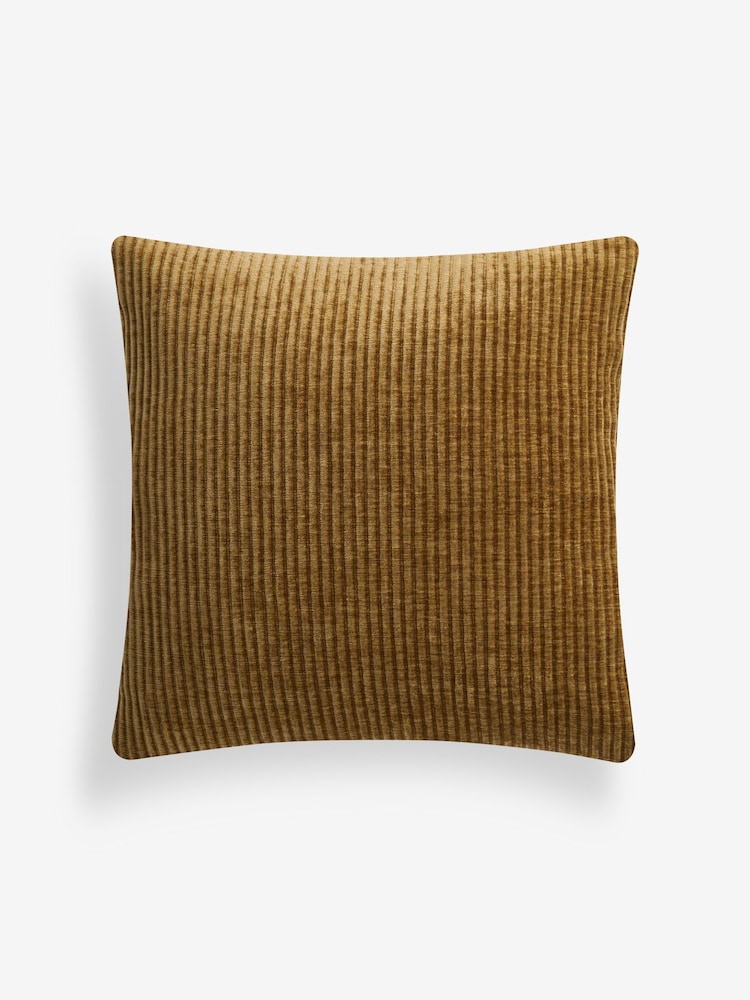 Ochre Yellow 59 x 59cm Corded Chenille Cushion - Image 4 of 5