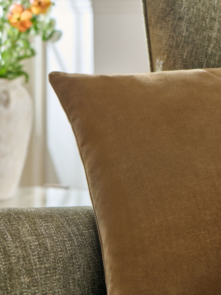 Ochre Yellow Loxley Velvet 50 x 50cm Knife Edge Cushion - Image 2 of 3