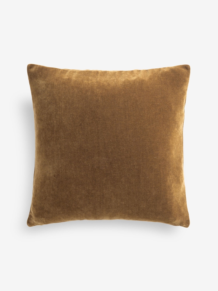 Ochre Yellow Loxley Velvet 50 x 50cm Knife Edge Cushion - Image 3 of 3 Ochre Yellow Loxley Velvet 50 x 50cm Knife Edge Cushion - Image 3 of 3